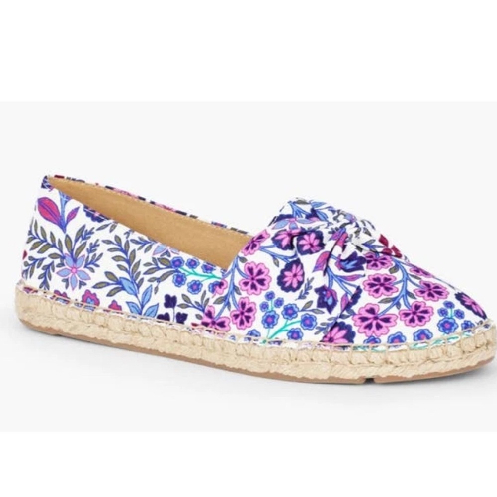 Talbots Cinched Espadrilles Women's 7.5 Floral Loafers - Purple and Cream Shoes - Picture 5 of 11